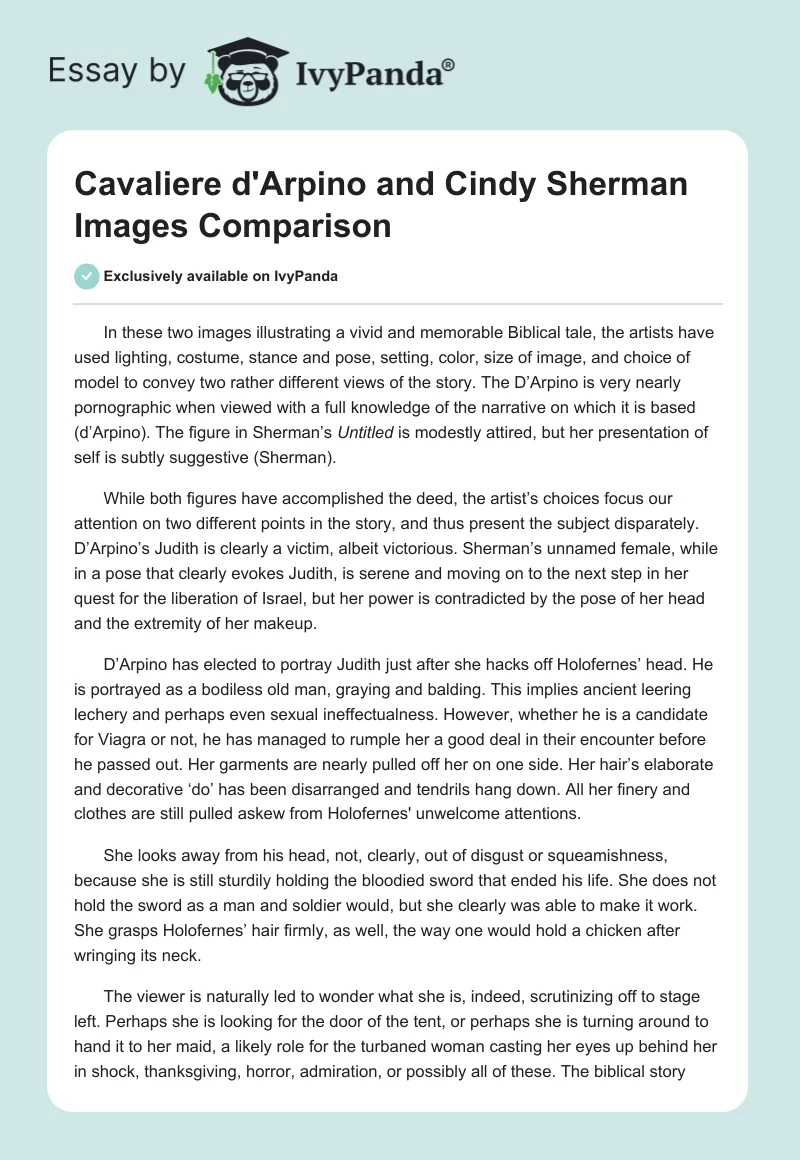 Cavaliere d'Arpino and Cindy Sherman Images Comparison. Page 1