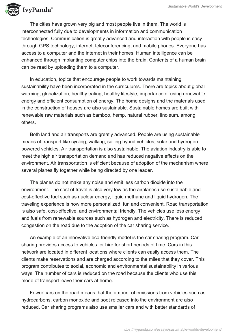 Sustainable World's Development. Page 2