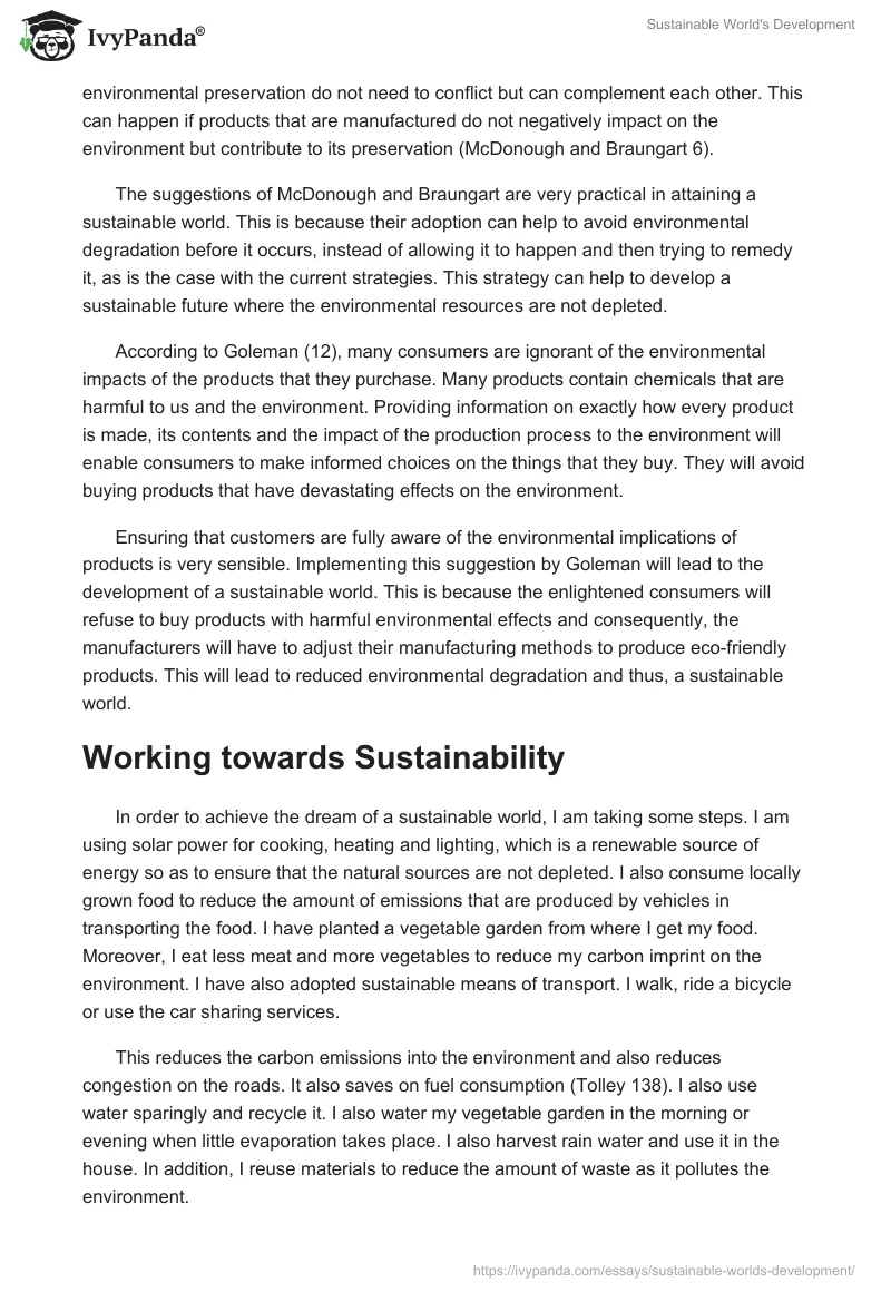 Sustainable World's Development. Page 4