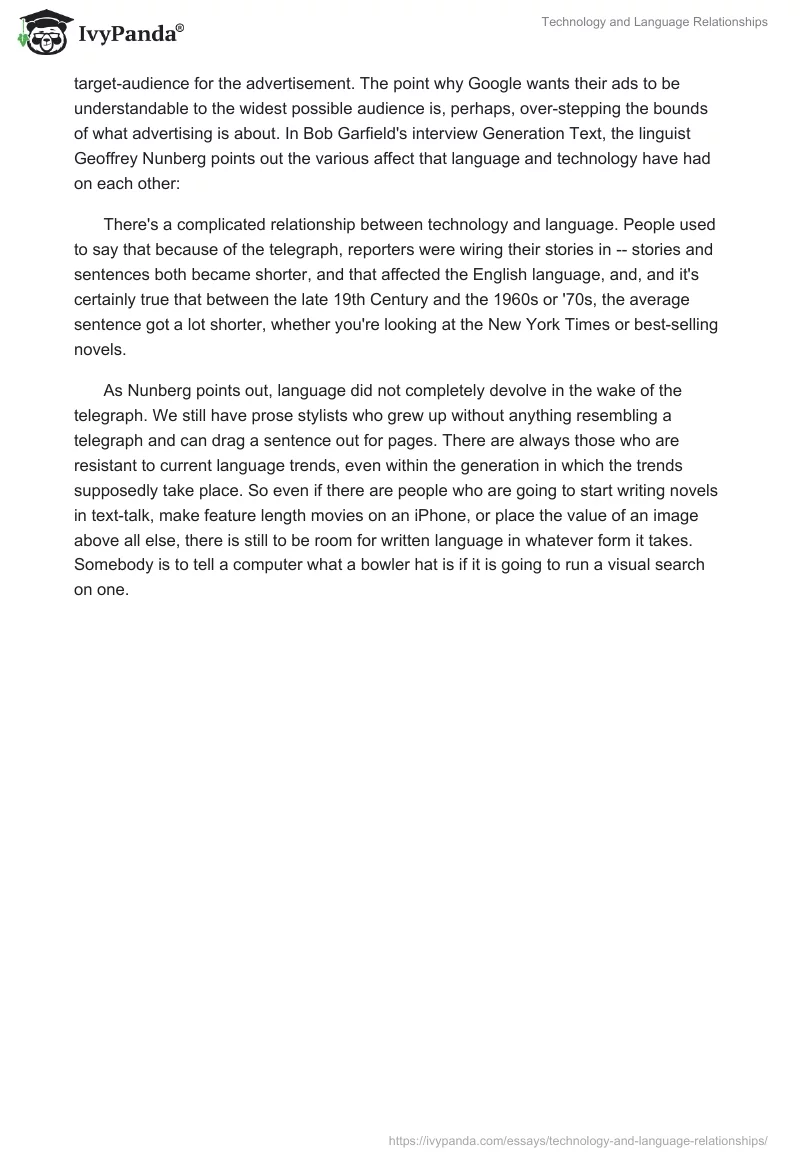 Technology and Language Relationships. Page 3