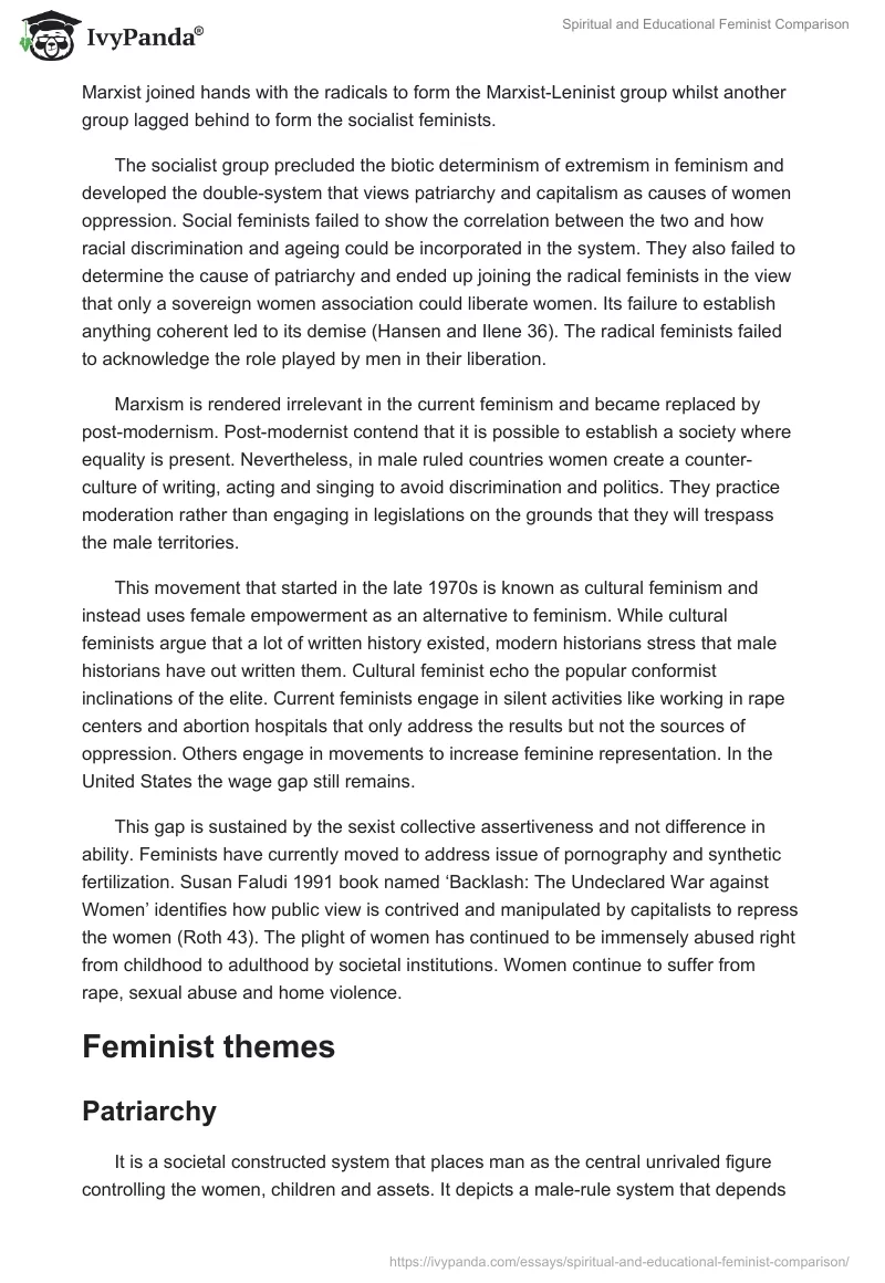 Spiritual and Educational Feminist Comparison. Page 3