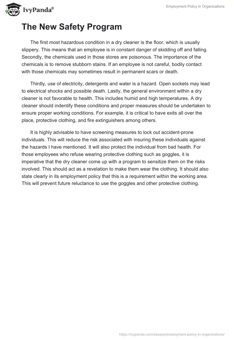Employment Policy in Organizations. Page 4