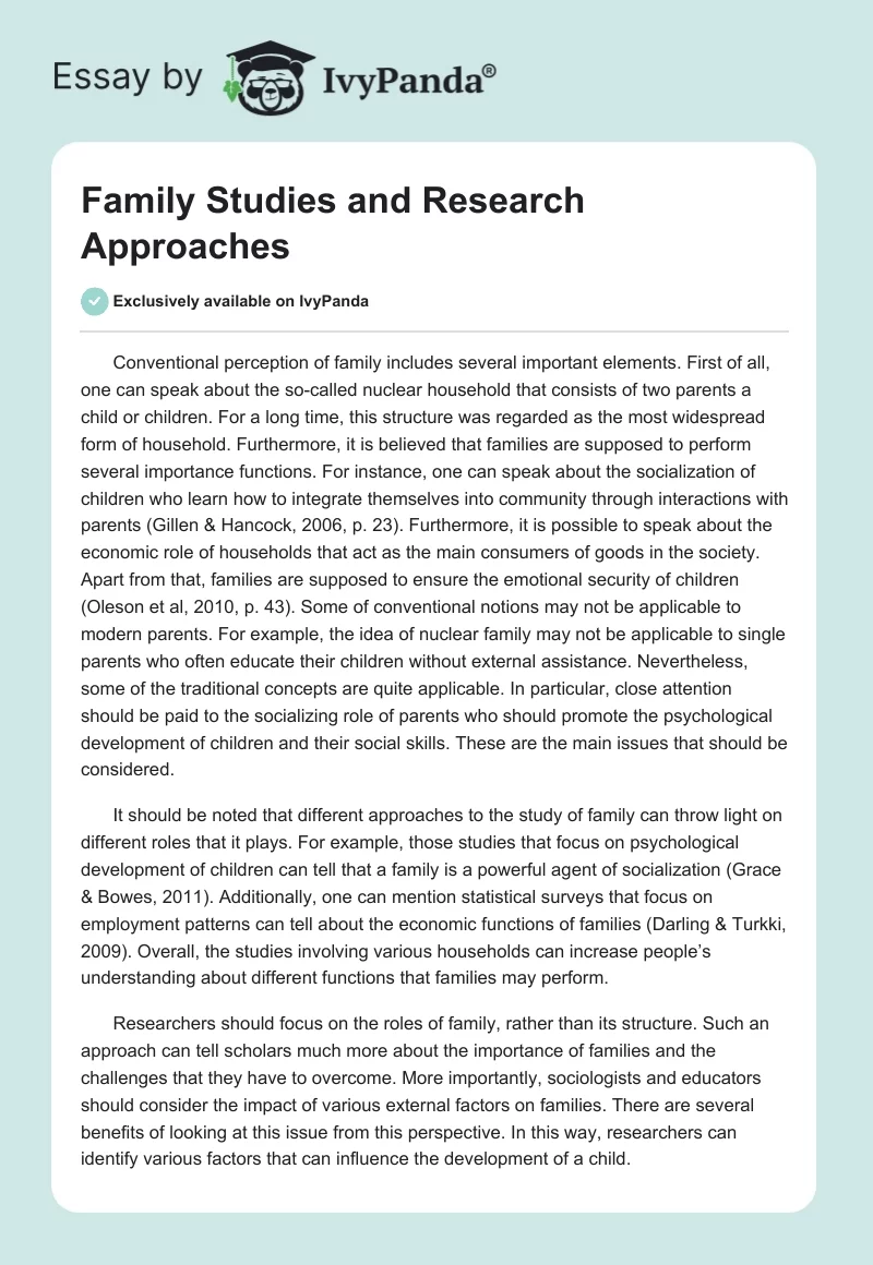 Family Studies and Research Approaches. Page 1