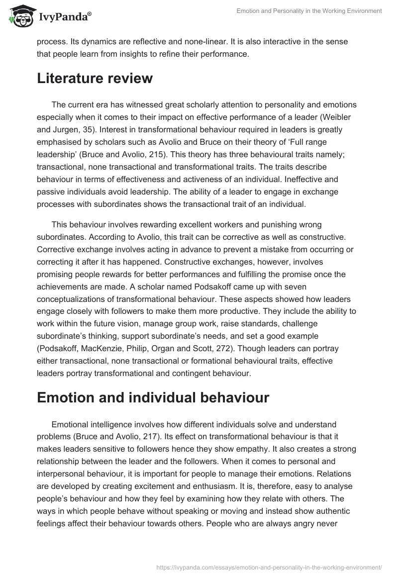 Emotion and Personality in the Working Environment. Page 2