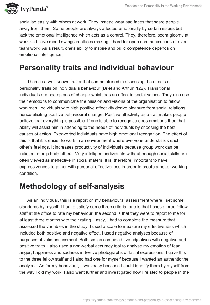Emotion and Personality in the Working Environment. Page 3