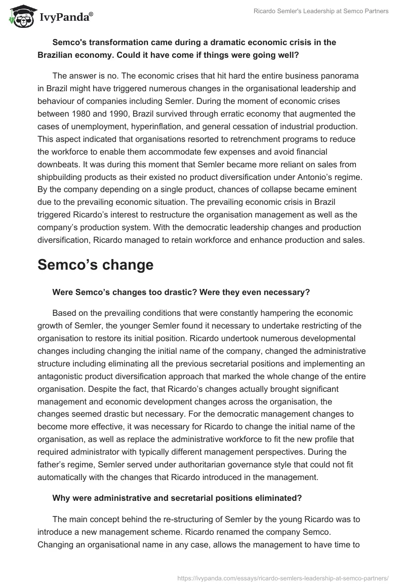 Ricardo Semler's Leadership at Semco Partners. Page 3