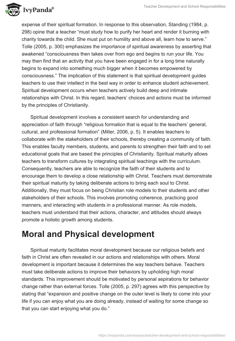 Teacher Development and School Responsibilities. Page 3
