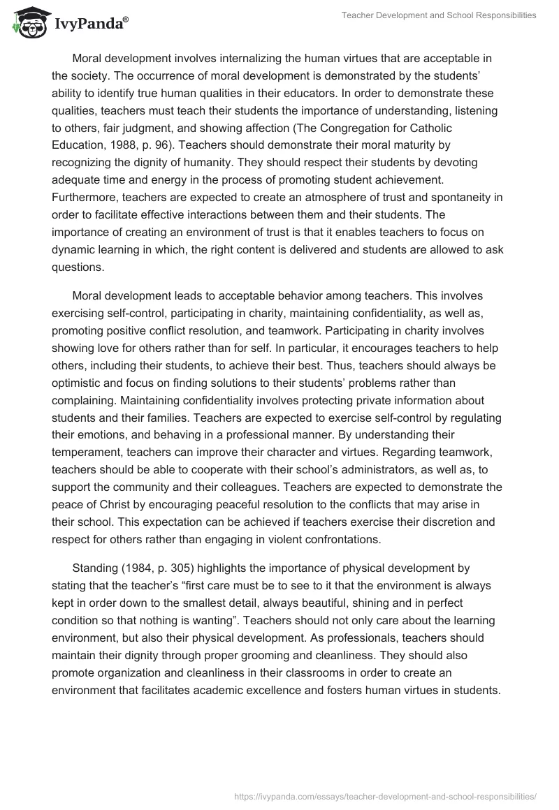 Teacher Development and School Responsibilities. Page 4