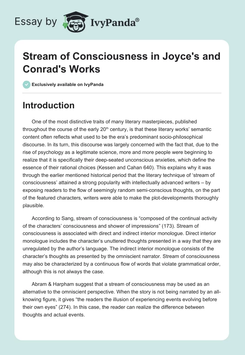 Stream of Consciousness in Joyce's and Conrad's Works. Page 1