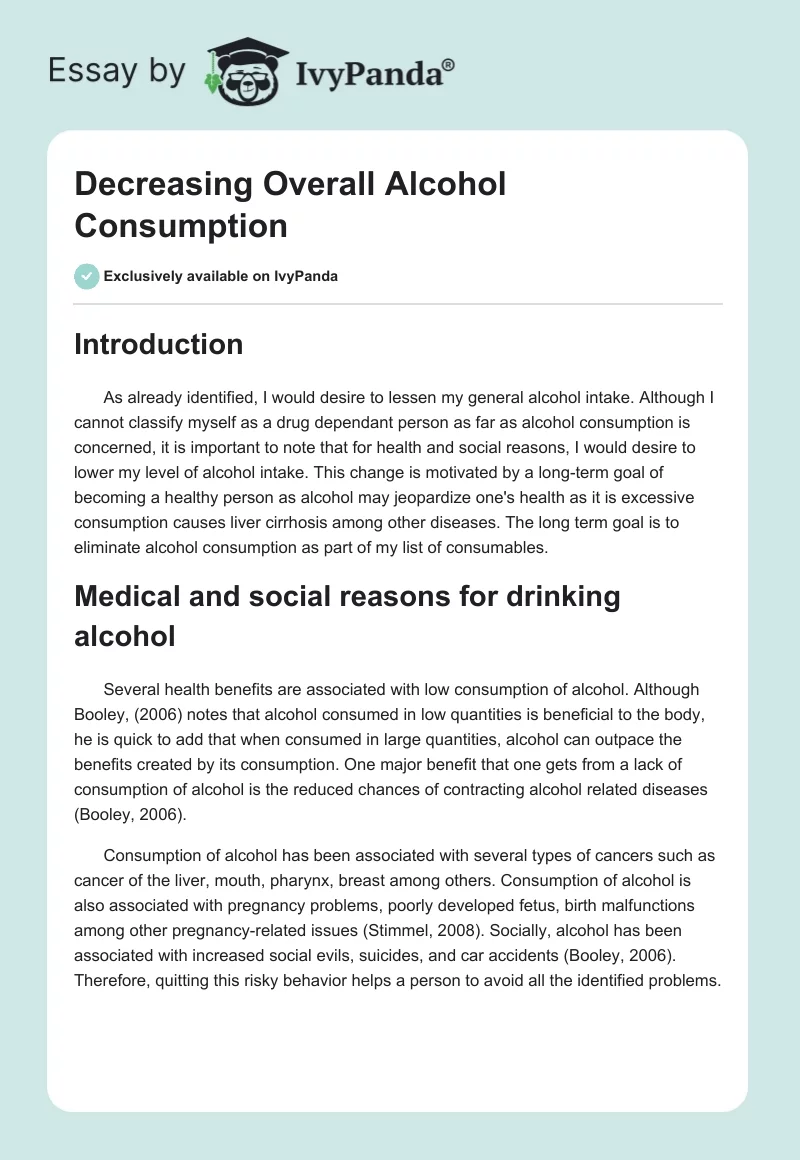 Decreasing Overall Alcohol Consumption. Page 1