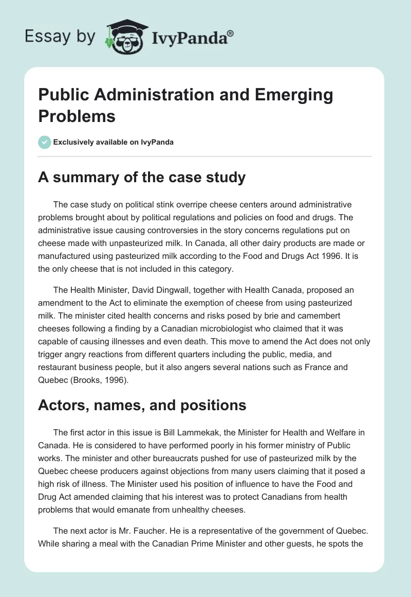 Public Administration and Emerging Problems. Page 1
