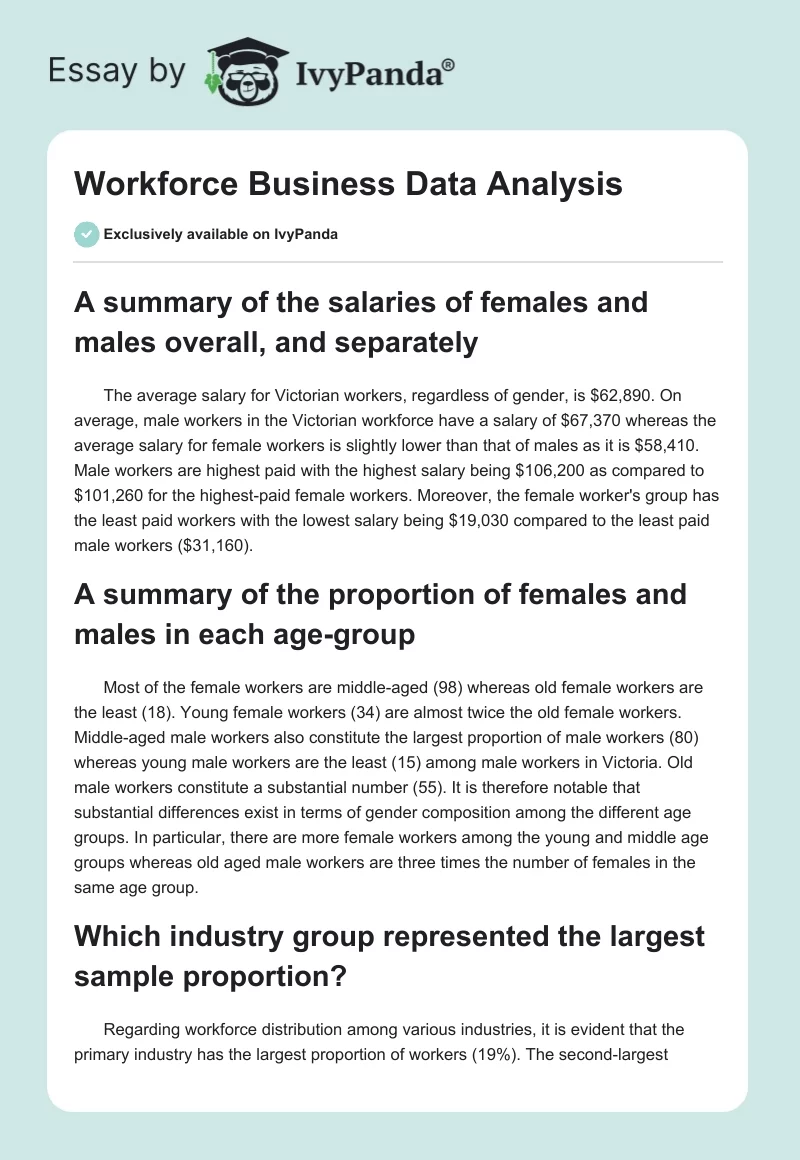 Workforce Business Data Analysis. Page 1