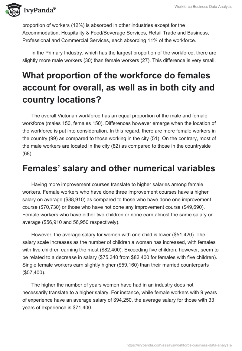 Workforce Business Data Analysis. Page 2