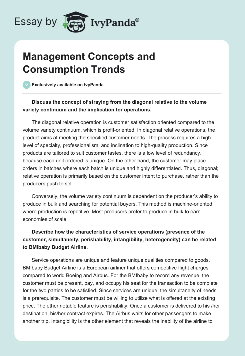 Management Concepts and Consumption Trends. Page 1