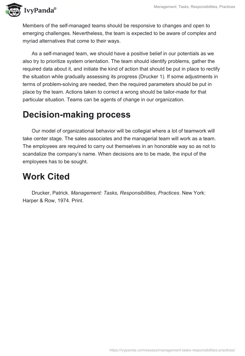 Management: Tasks, Responsibilities, Practices. Page 2