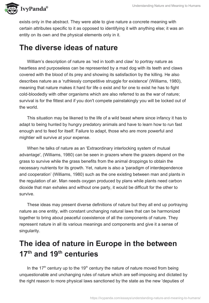 Understanding Nature and Meaning to Humans. Page 2