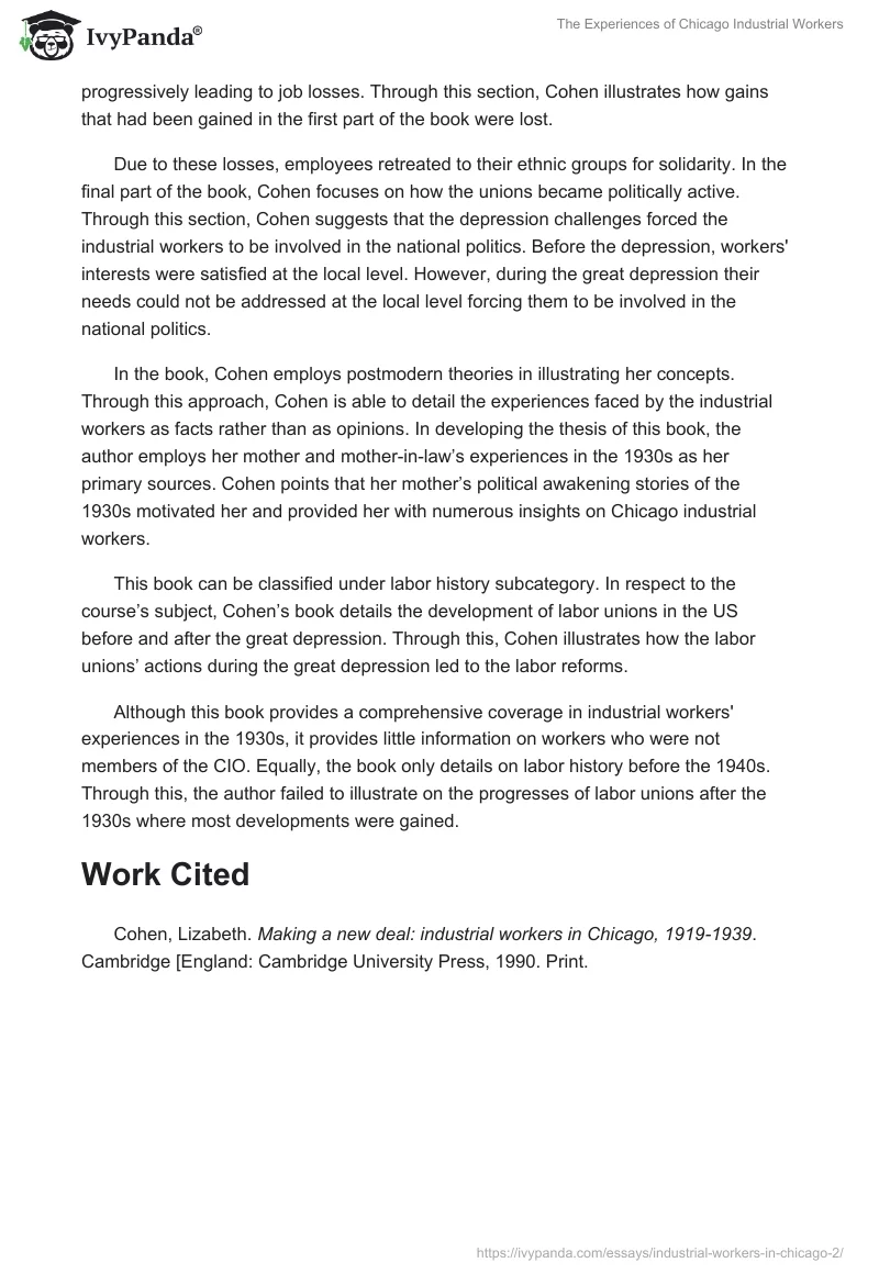 The Experiences of Chicago Industrial Workers. Page 2