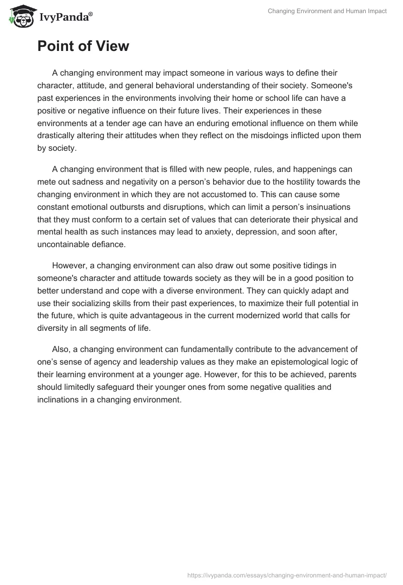 Changing Environment and Human Impact. Page 2