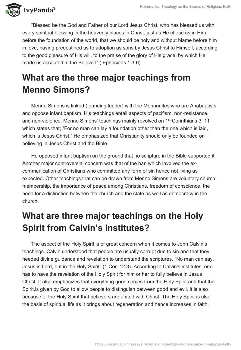 Reformation Theology as the Source of Religious Faith. Page 2