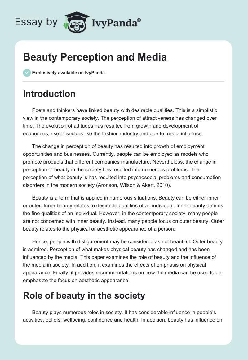 Beauty Perception and Media. Page 1