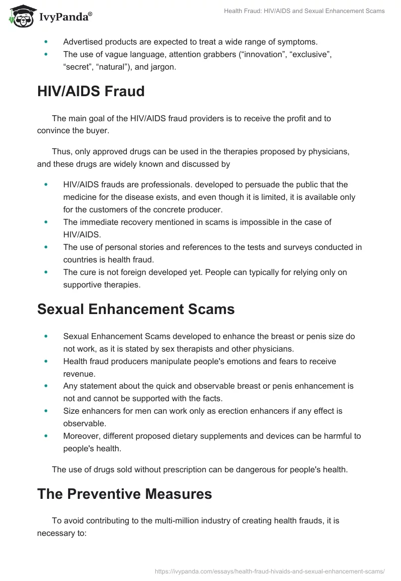 Health Fraud: HIV/AIDS and Sexual Enhancement Scams. Page 2
