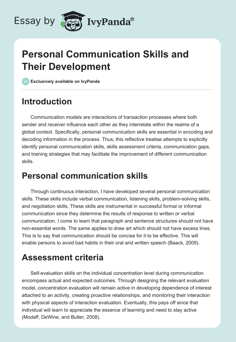 Personal Communication Skills and Their Development. Page 1