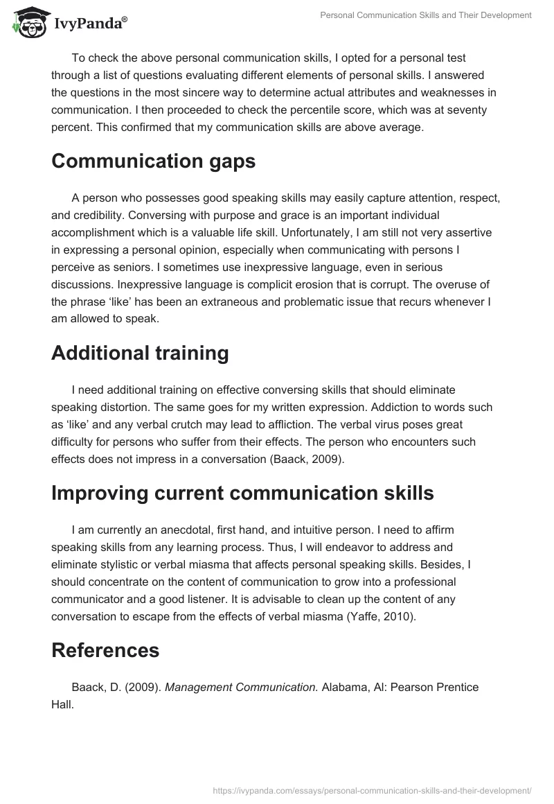 Personal Communication Skills and Their Development. Page 2
