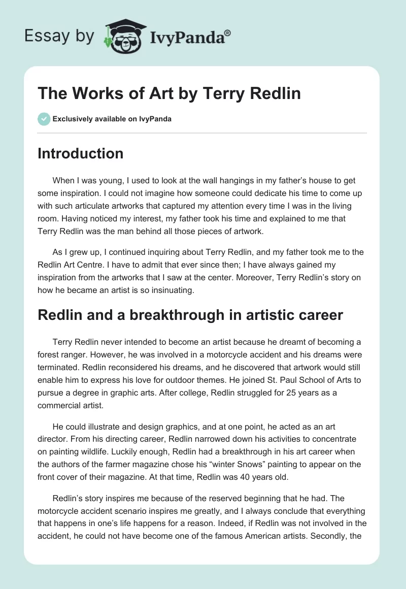 The Works of Art by Terry Redlin. Page 1
