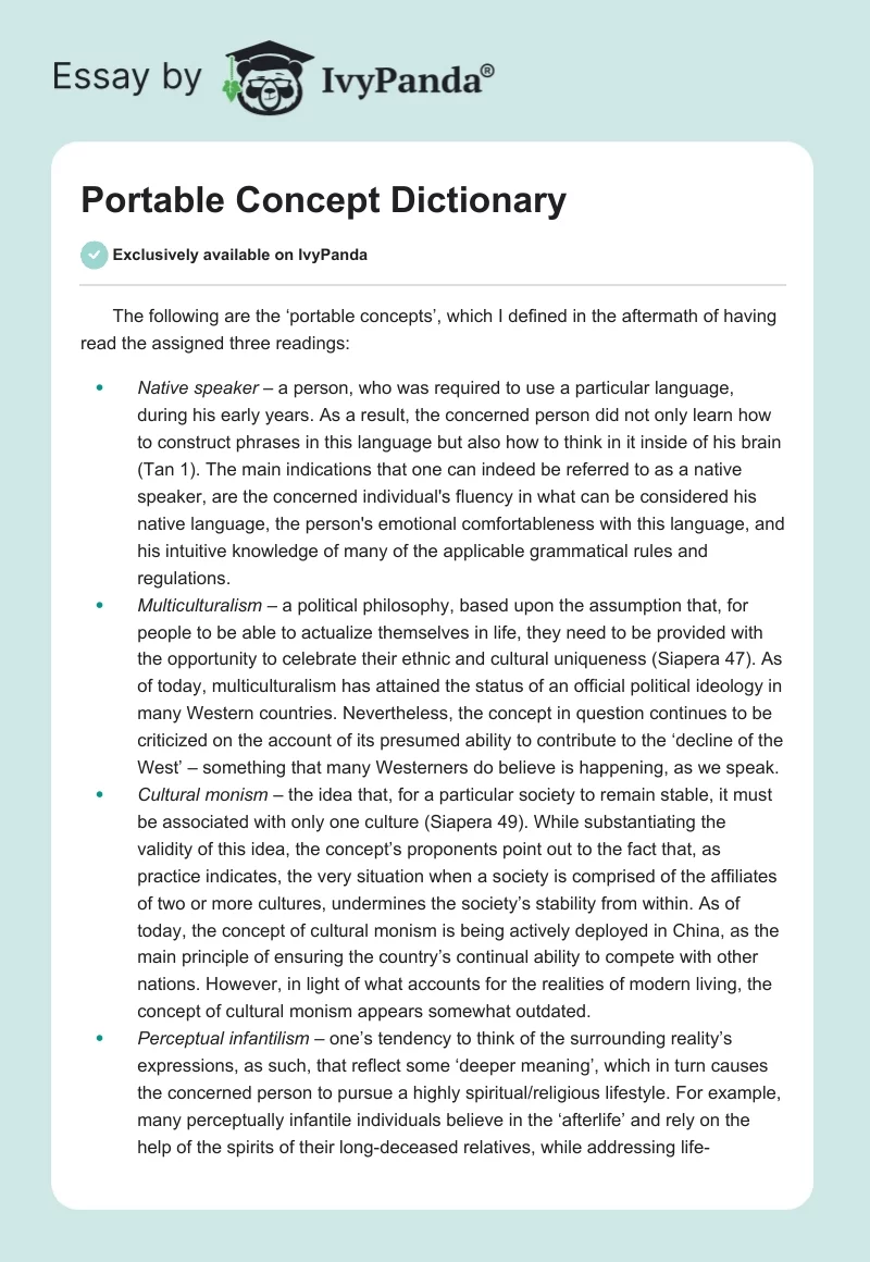Portable Concept Dictionary. Page 1