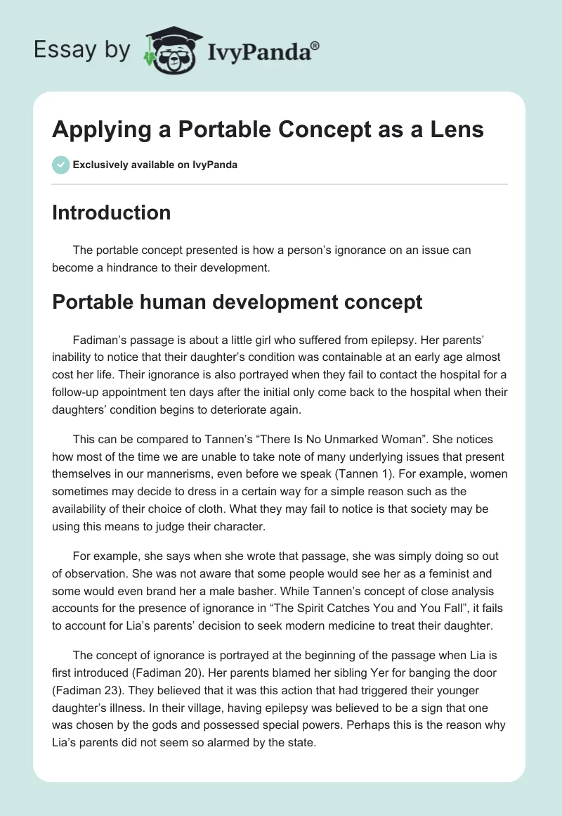 Applying a Portable Concept as a Lens. Page 1