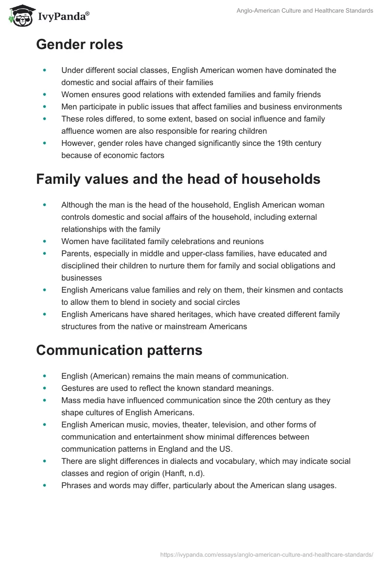 Anglo-American Culture and Healthcare Standards. Page 3