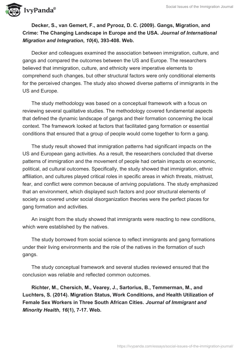 Social Issues of the Immigration Journal. Page 2