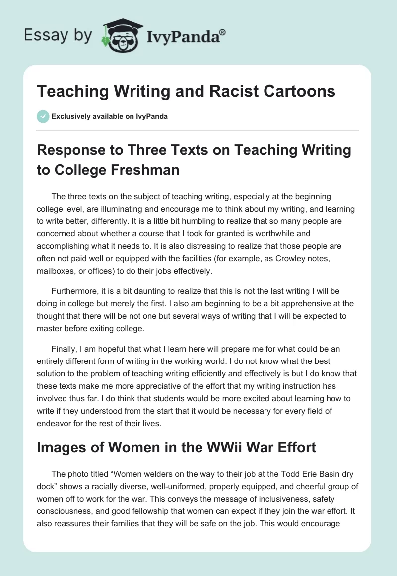 Teaching Writing and Racist Cartoons. Page 1