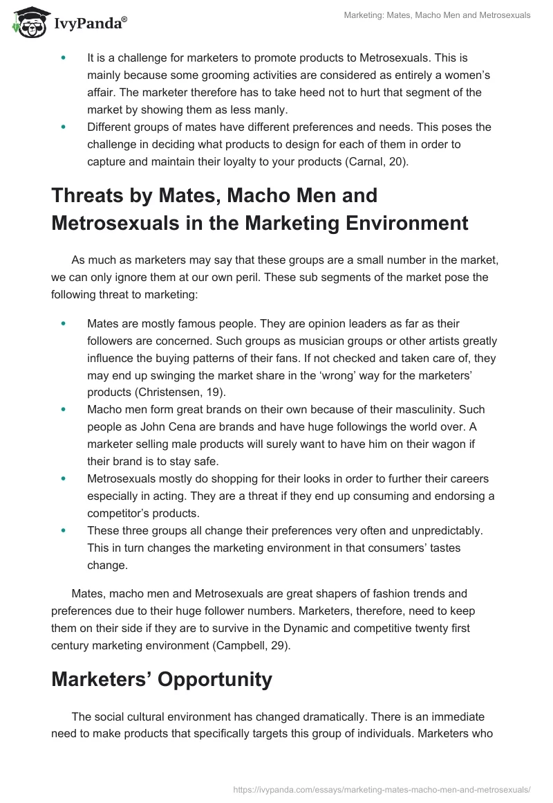 Marketing: Mates, Macho Men and Metrosexuals. Page 2