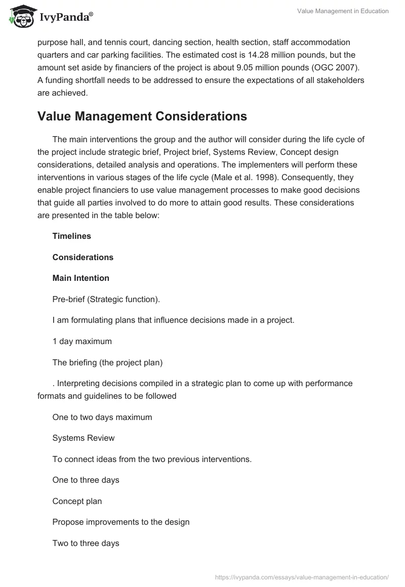 Value Management in Education. Page 3