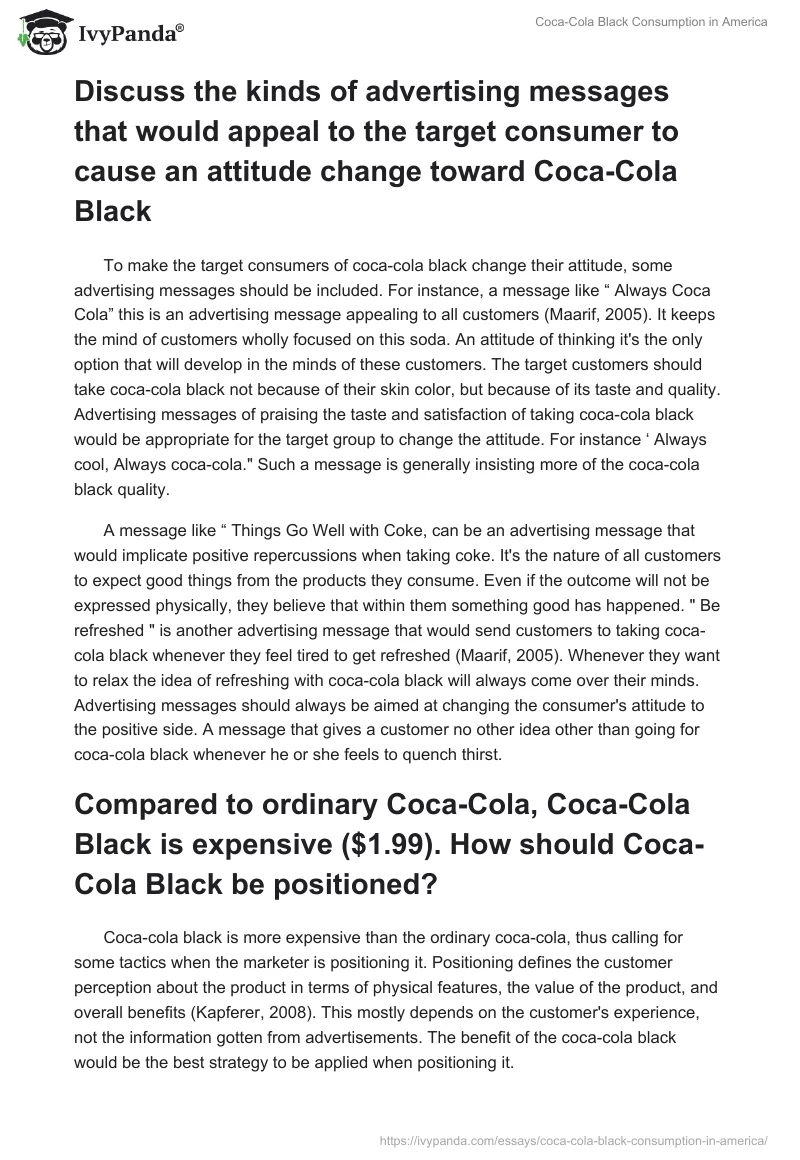 Coca-Cola Black Consumption in America. Page 2