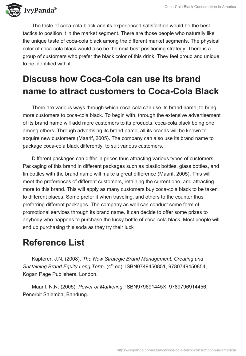 Coca-Cola Black Consumption in America. Page 3