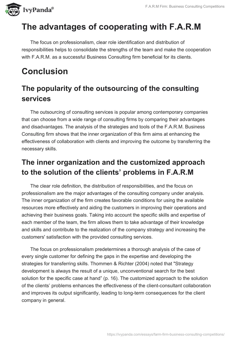 F.A.R.M Firm: Business Consulting Competitions. Page 2
