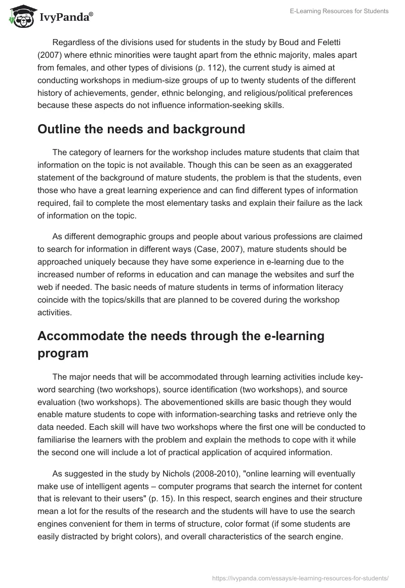 E-Learning Resources for Students. Page 2