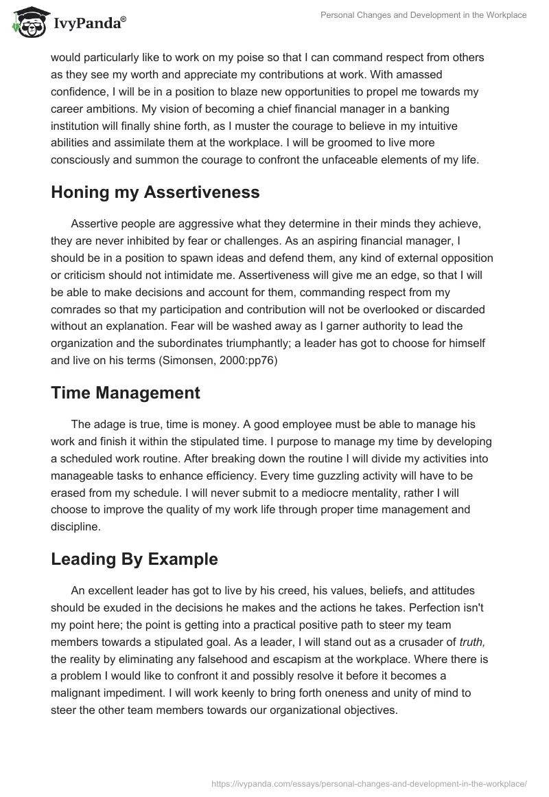 Personal Changes and Development in the Workplace. Page 5