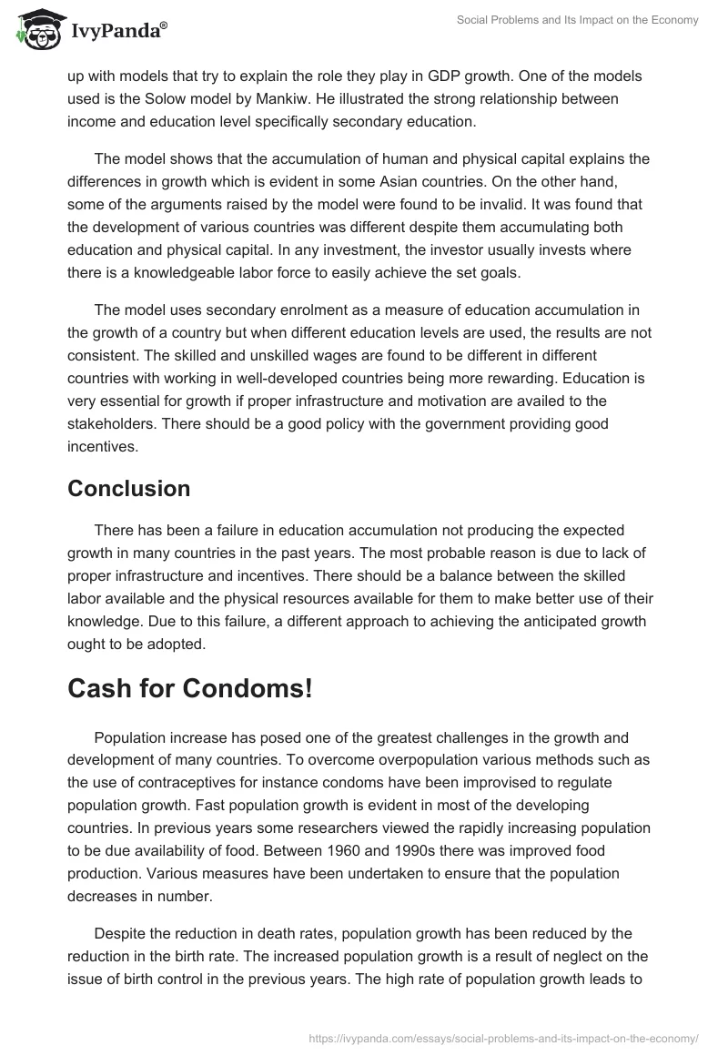 Social Problems and Its Impact on the Economy. Page 2