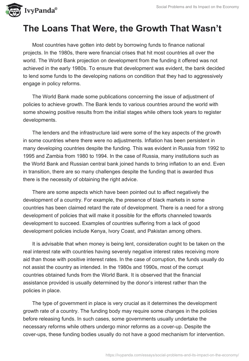 Social Problems and Its Impact on the Economy. Page 4