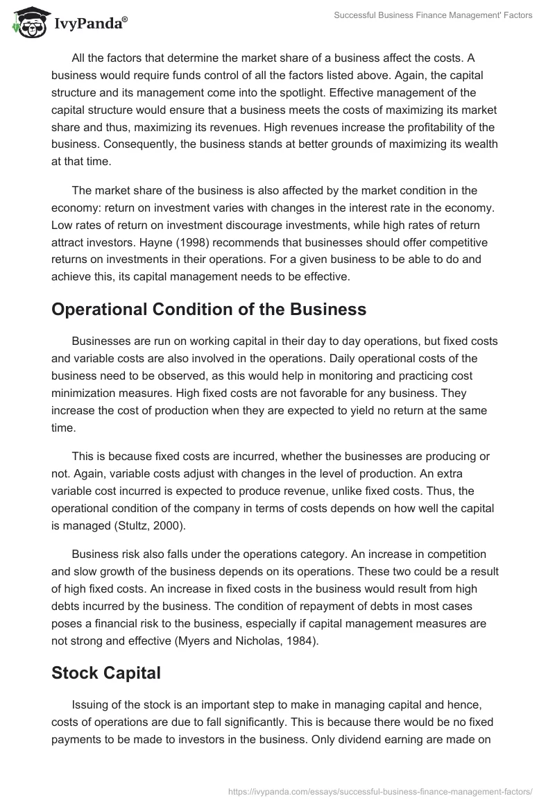 Successful Business Finance Management' Factors. Page 3