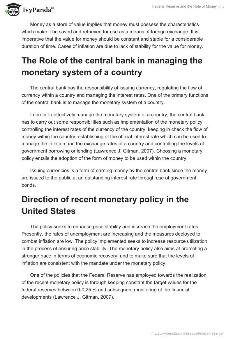 Federal Reserve and the Role of Money in It. Page 2