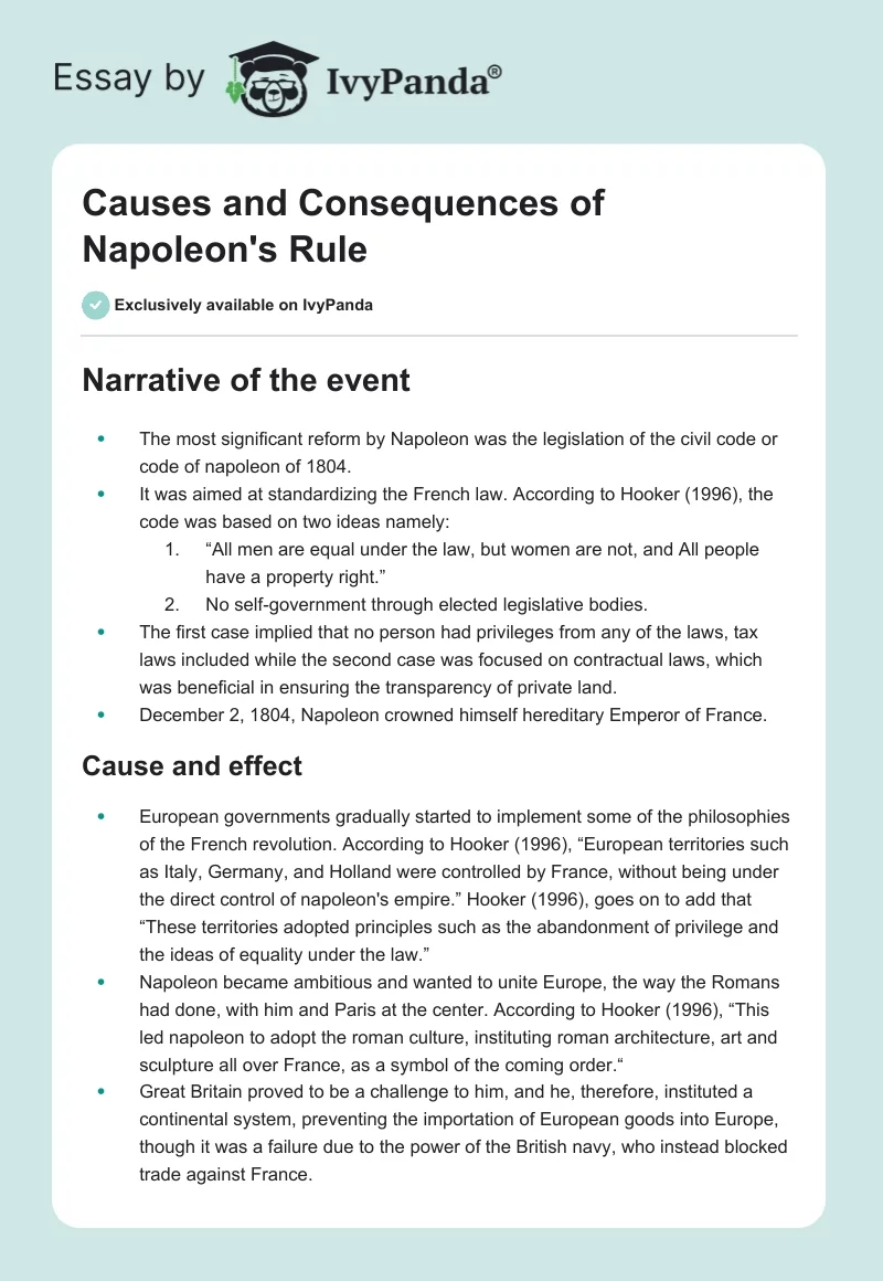 Causes and Consequences of Napoleon's Rule. Page 1