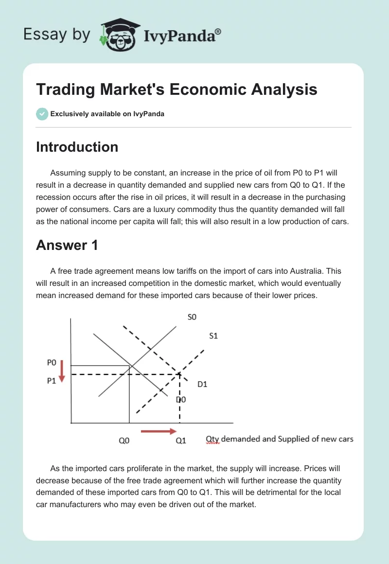 Trading Market's Economic Analysis. Page 1