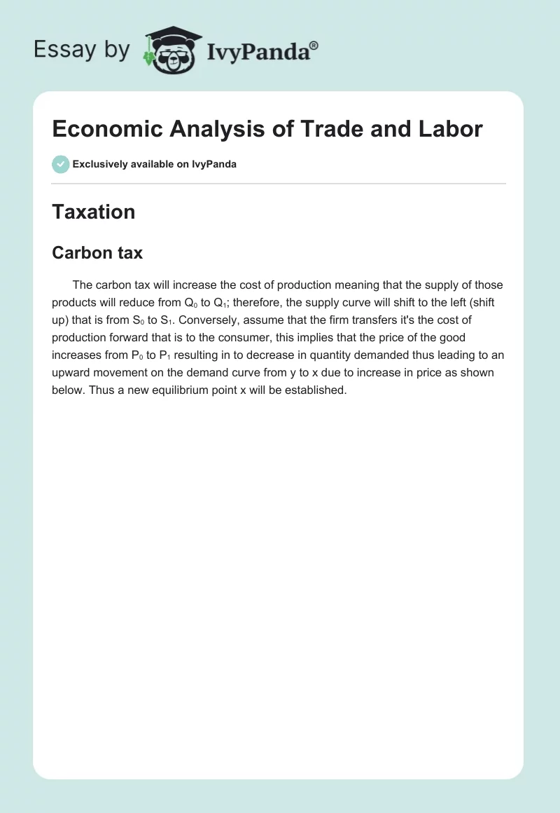 Economic Analysis of Trade and Labor. Page 1