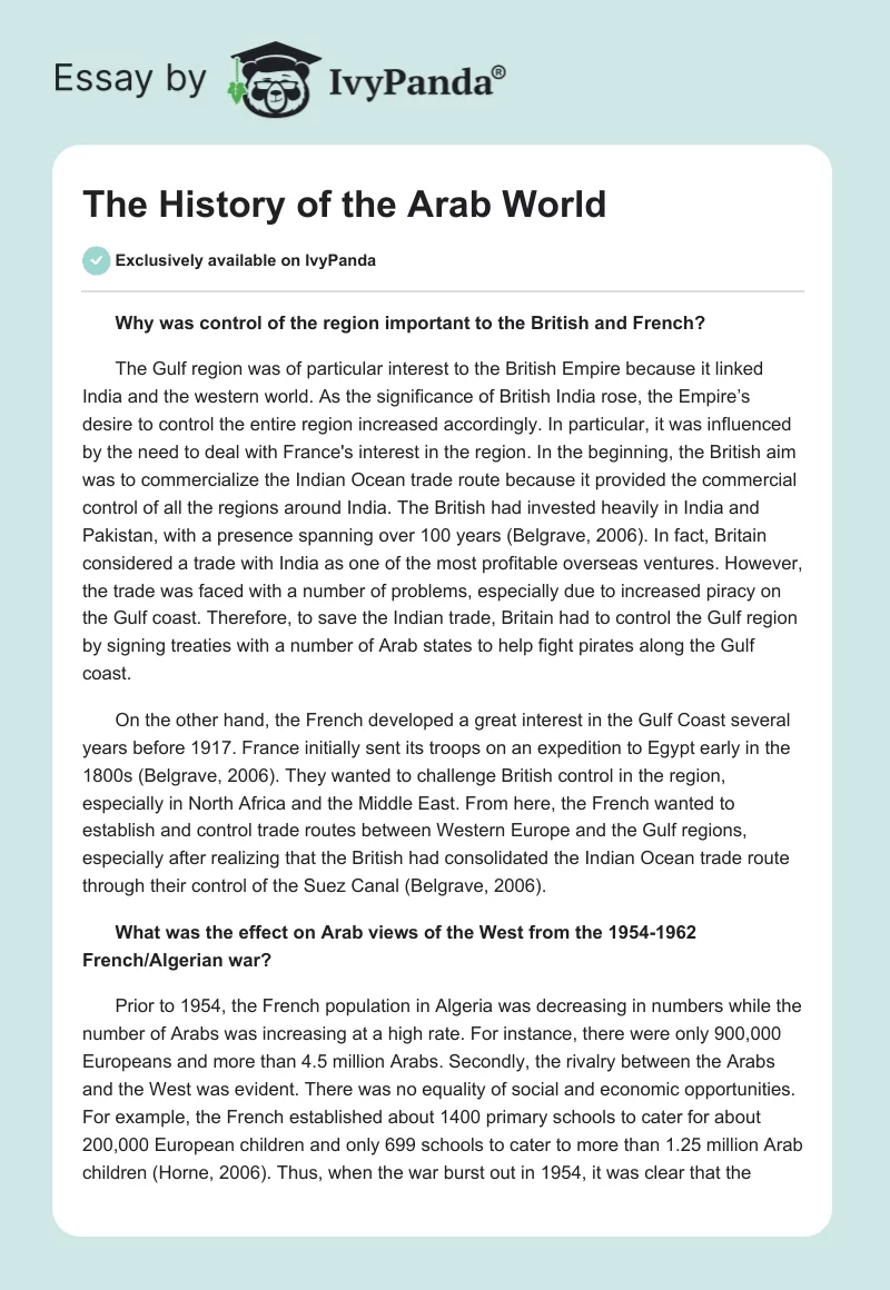 The History of the Arab World. Page 1