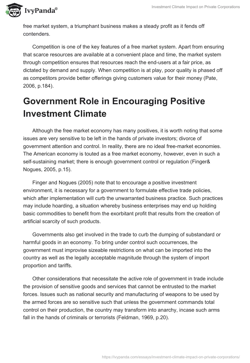 Investment Climate Impact on Private Corporations. Page 2