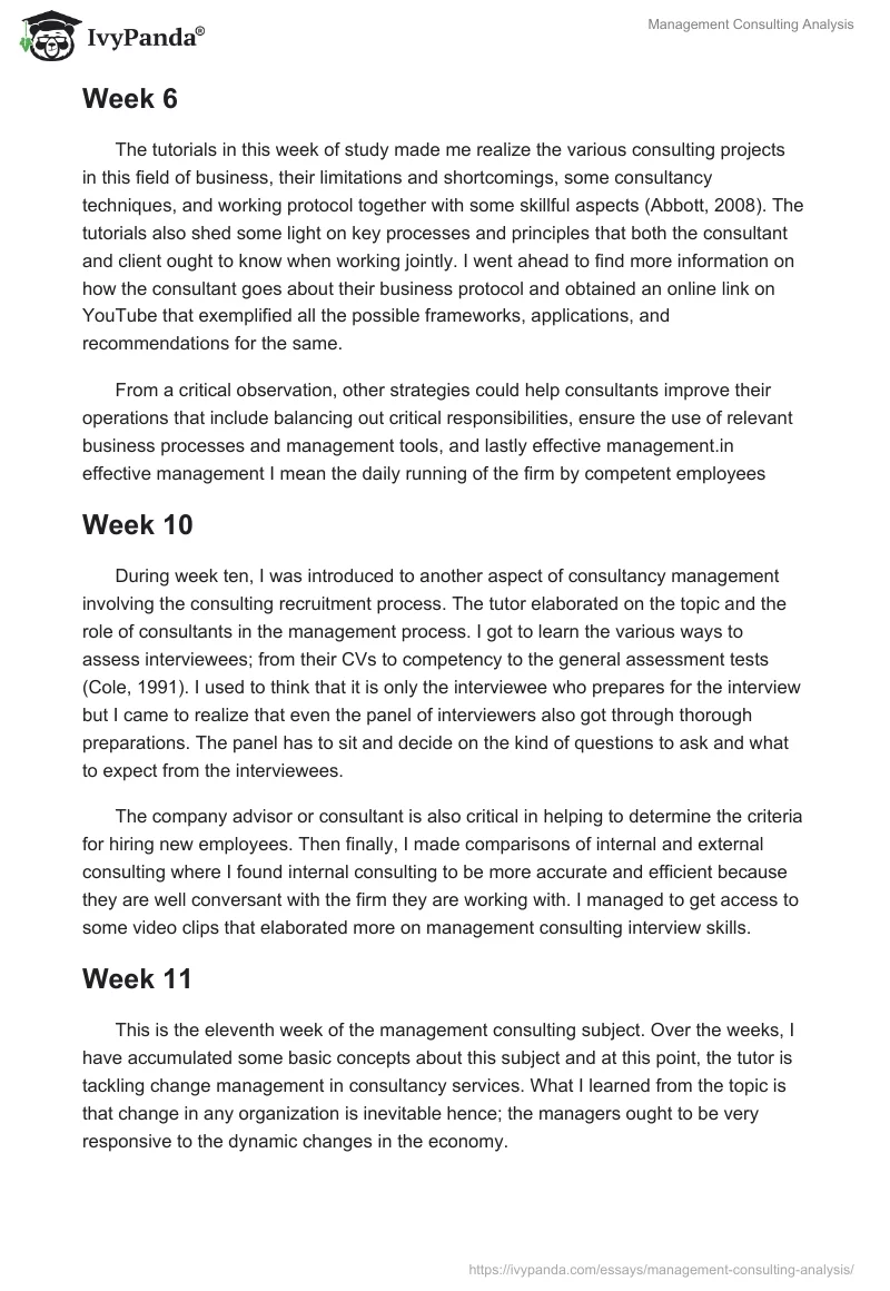 Management Consulting Analysis. Page 4